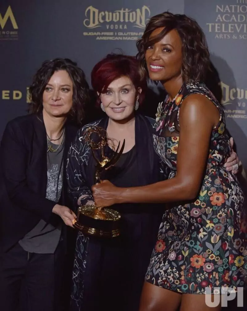 Attending the 44th Annual Daytime Emmy Awards are Sara Gilbert, Sharon Osbourne, and Aisha Tyler.