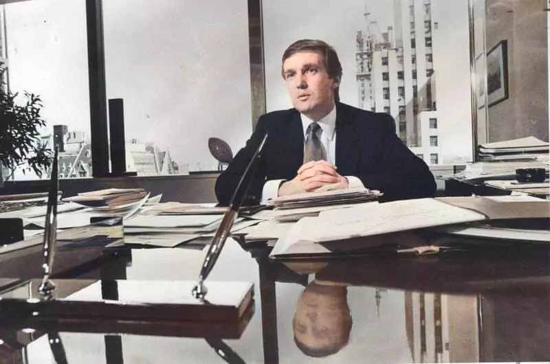 Real estate developer Donald Trump in his office at Trump Towers in Manhattan on April 4, 1985.  