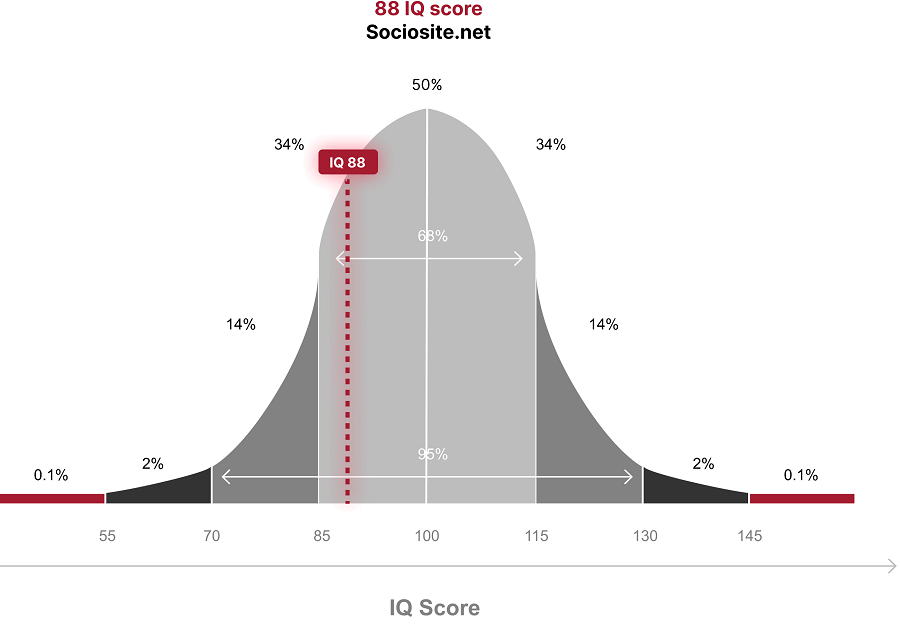 What does an IQ 88 mean?